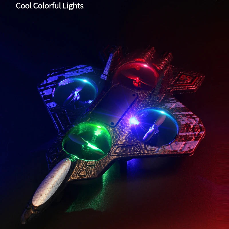 RC Fighter Plane Toy 2.4G with LED Light - Remote Control Foam Jet Helicopter for Kids