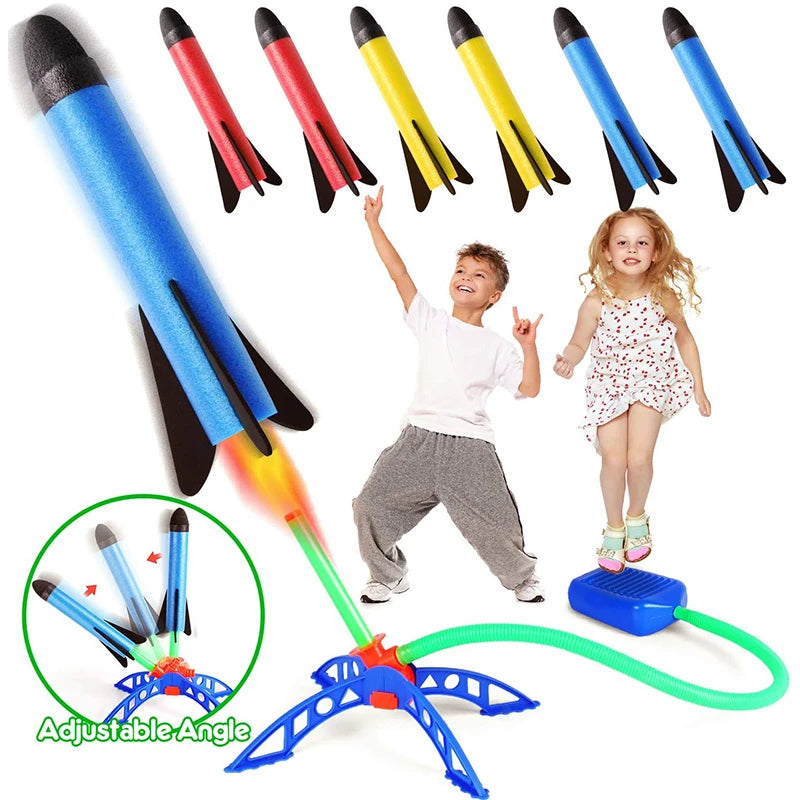 Stomp Rocket Launcher - Outdoor Air-Powered Foot Pump Toy for Kids