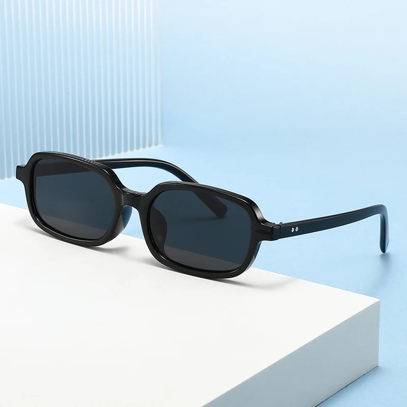 LEOPARD RIVET SHADES RETRO RECTANGLE SUNGLASSES