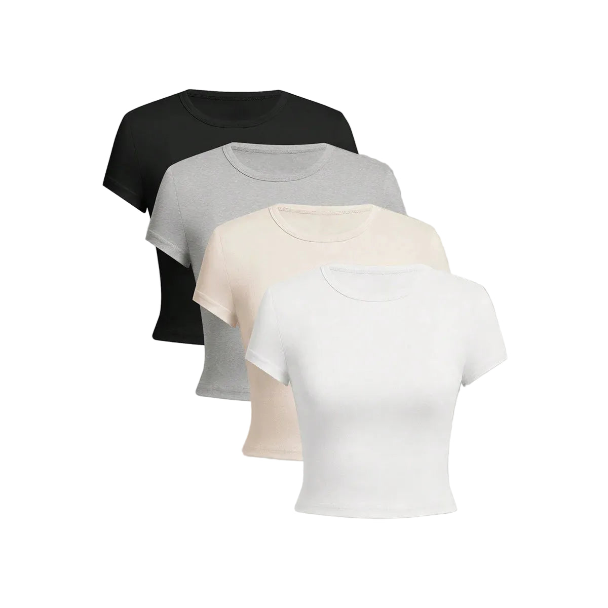 4-PACK SOLID CROP WOMEN’S MINIMALIST TOPS