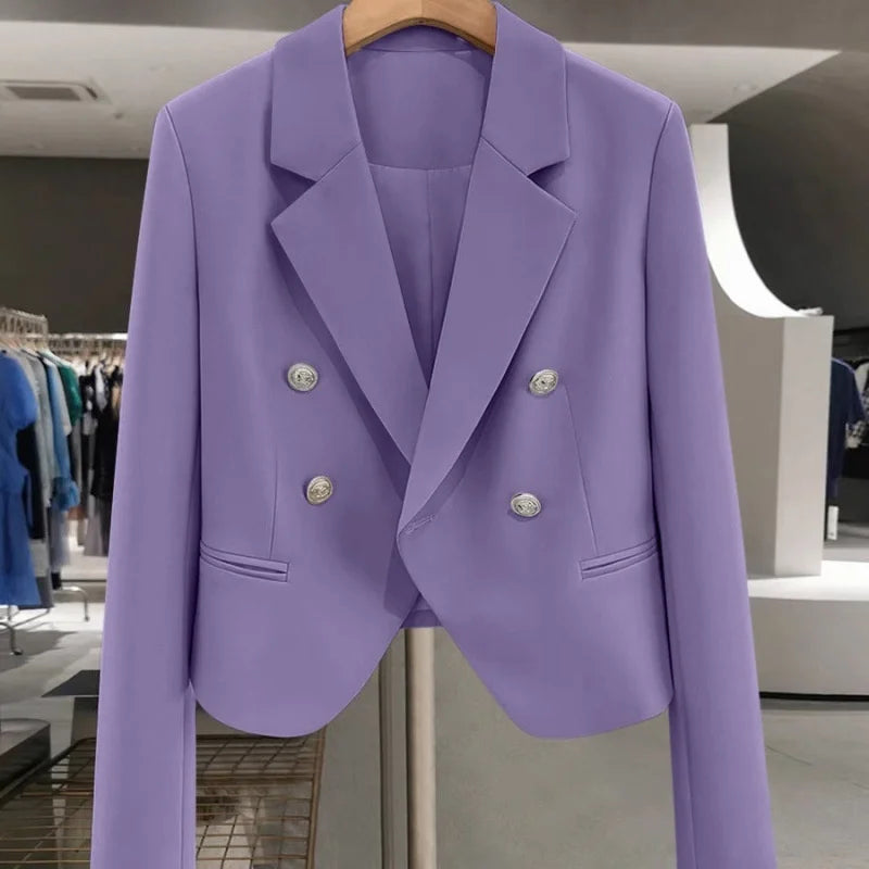 DOUBLE-BREASTED LOOSE BLAZER — WOMEN’S CASUAL OFFICE JACKET