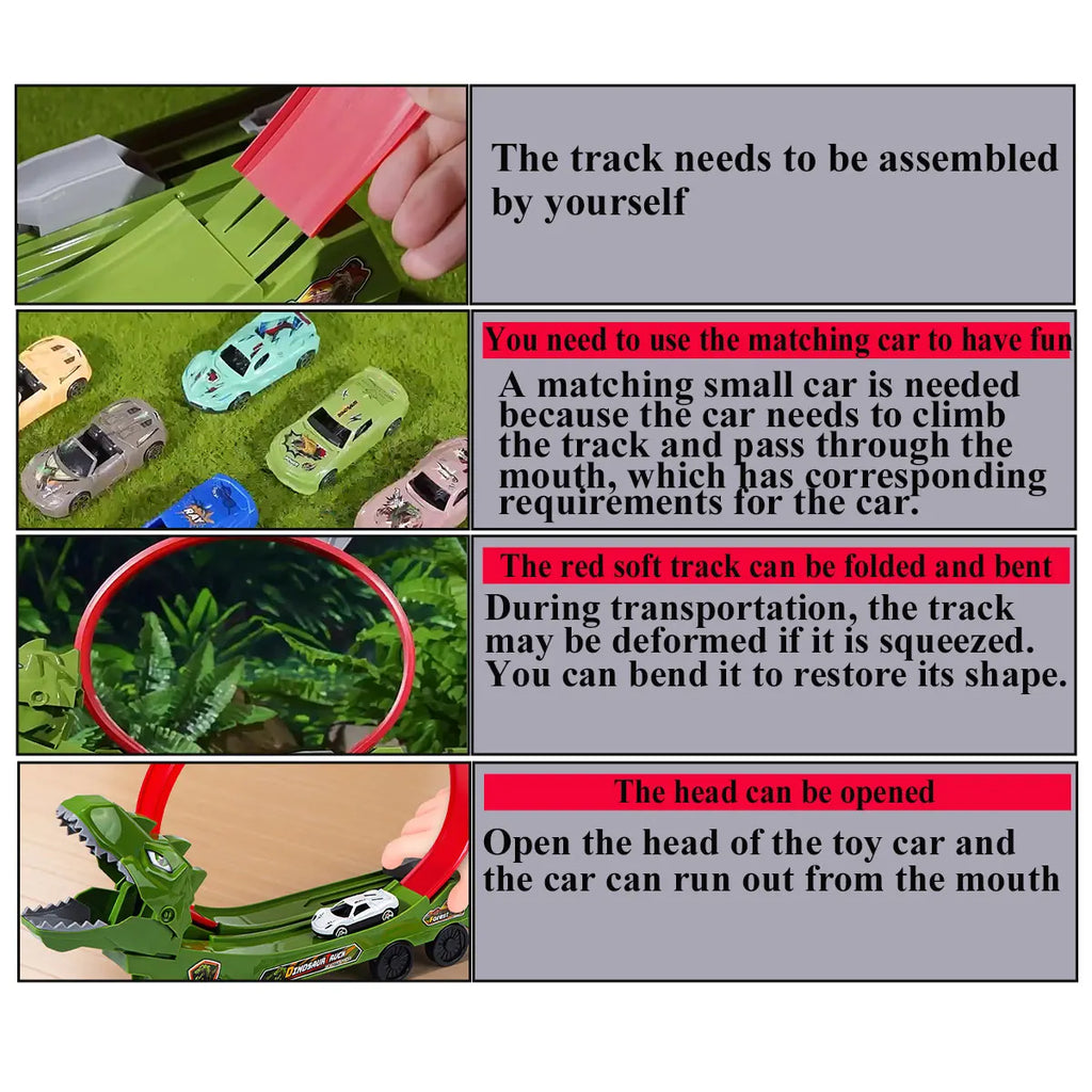 Dinosaur & Shark Track Car Set - DIY Educational Railway Toy for Kids