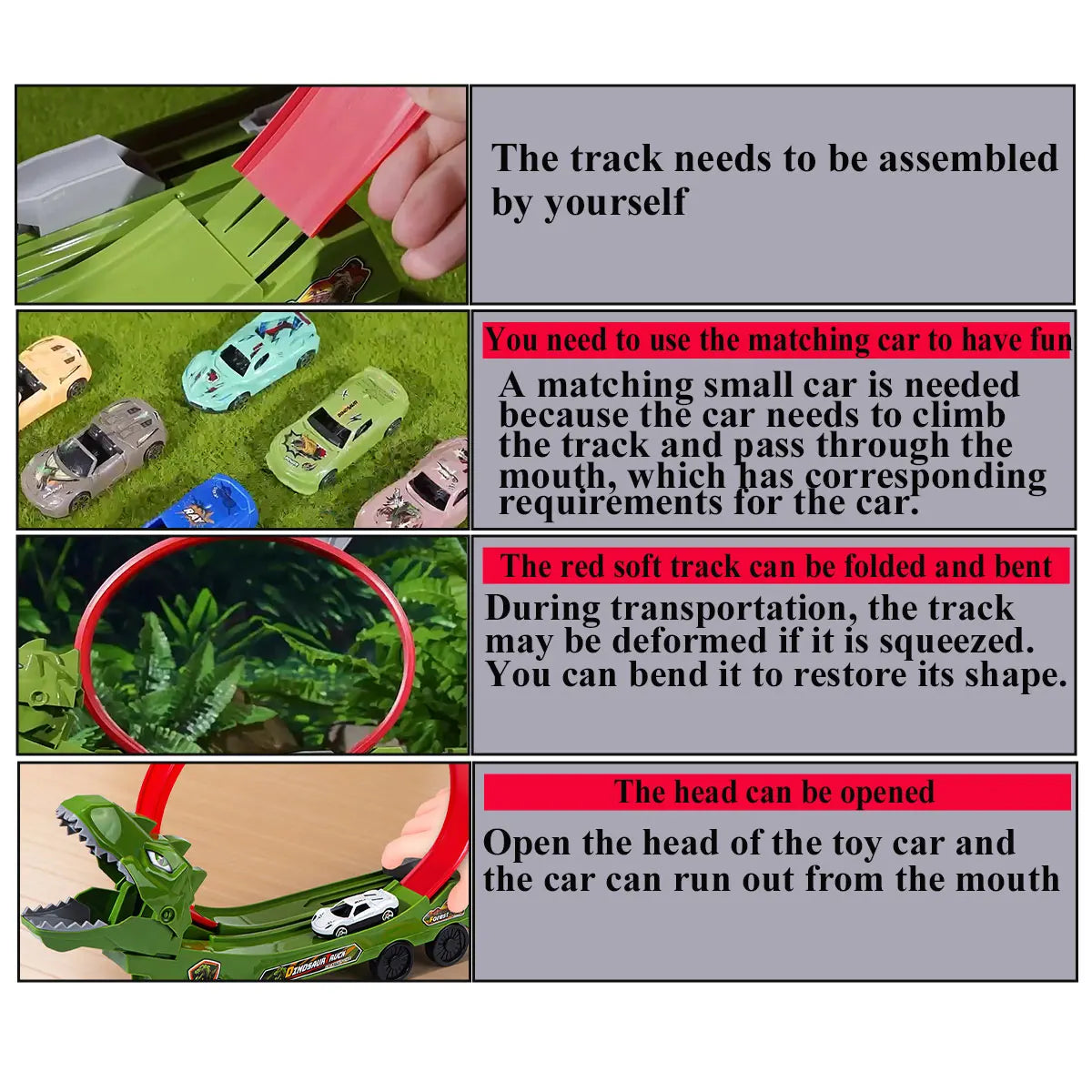 Dinosaur & Shark Track Car Set - DIY Educational Railway Toy for Kids