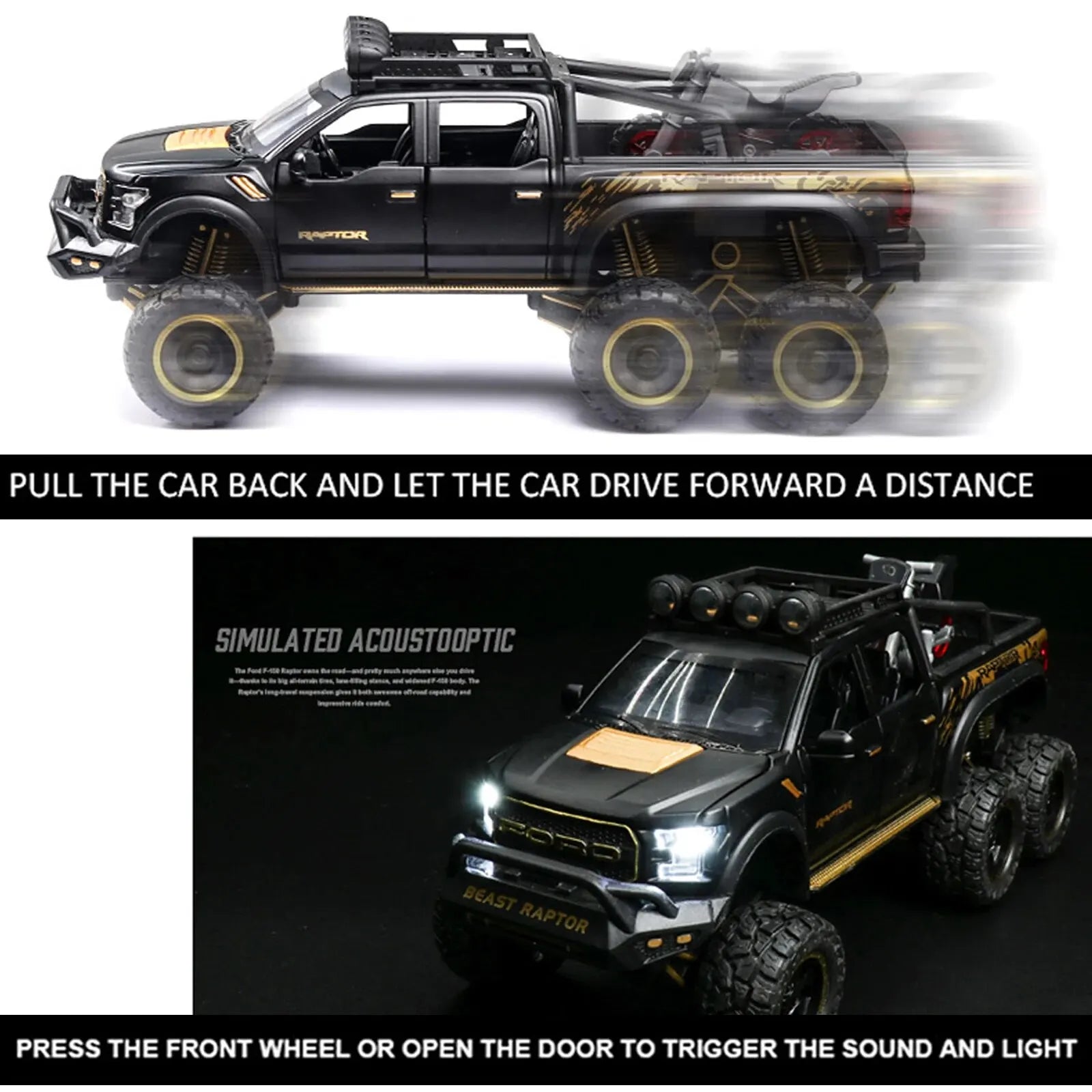 Miniature F150 Raptor with Sound and Light - Pickup Truck for Children