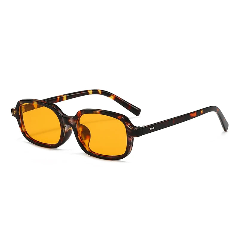LEOPARD RIVET SHADES RETRO RECTANGLE SUNGLASSES