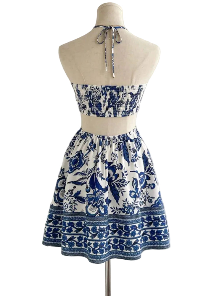 FLORAL HALTER NECK DRESS