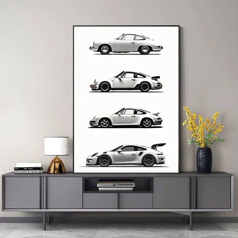 MONOCHROME CAR PORSHE POSTER
