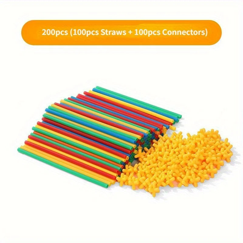 Straw Building Blocks - Interlocking STEM Construction Toy Set