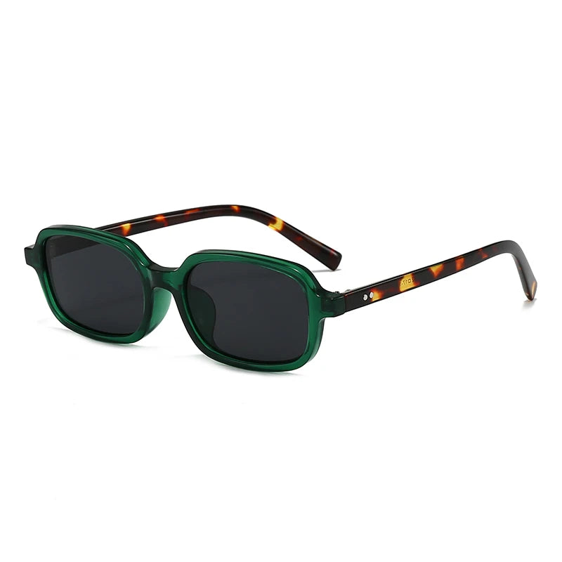 LEOPARD RIVET SHADES RETRO RECTANGLE SUNGLASSES