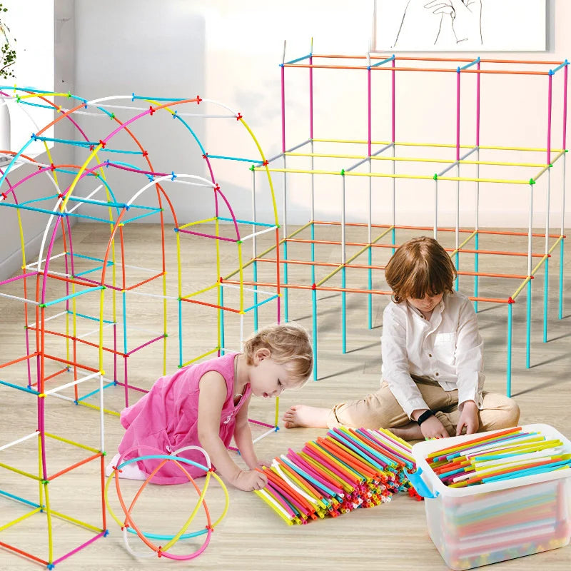 Straw Building Blocks - Interlocking STEM Construction Toy Set