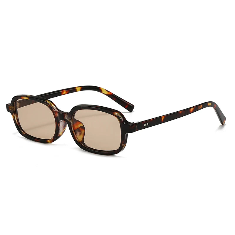 LEOPARD RIVET SHADES RETRO RECTANGLE SUNGLASSES
