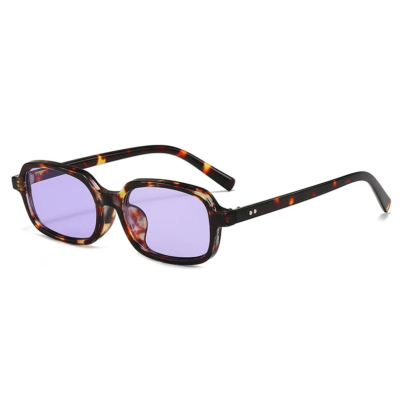 LEOPARD RIVET SHADES RETRO RECTANGLE SUNGLASSES