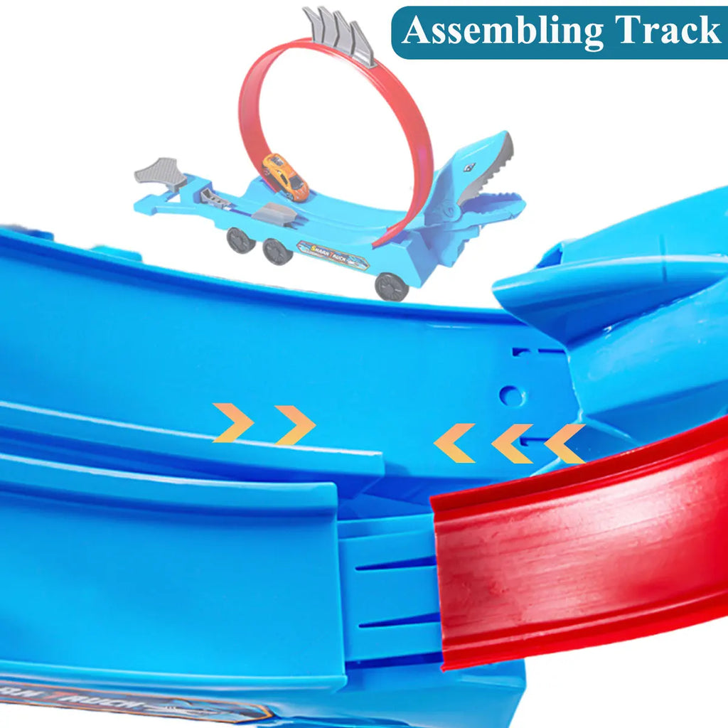 Dinosaur & Shark Track Car Set - DIY Educational Railway Toy for Kids