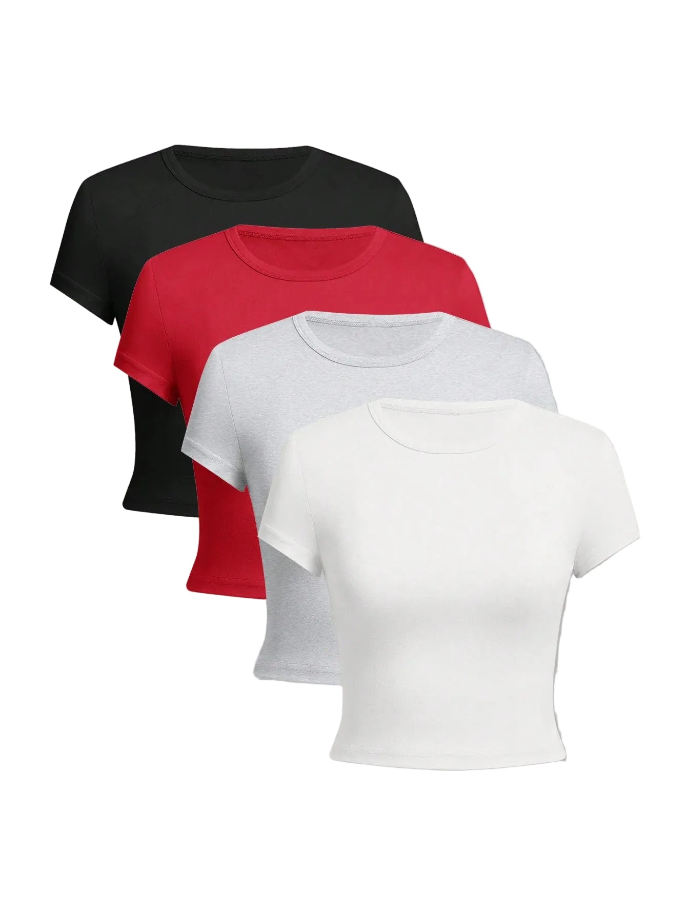 4-PACK SOLID CROP WOMEN’S MINIMALIST TOPS