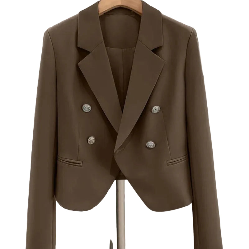 DOUBLE-BREASTED LOOSE BLAZER — WOMEN’S CASUAL OFFICE JACKET