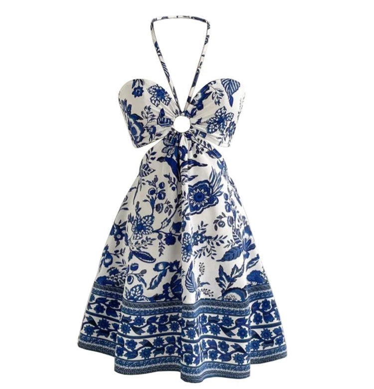 FLORAL HALTER NECK DRESS