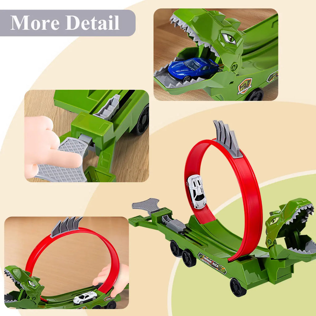 Dinosaur & Shark Track Car Set - DIY Educational Railway Toy for Kids