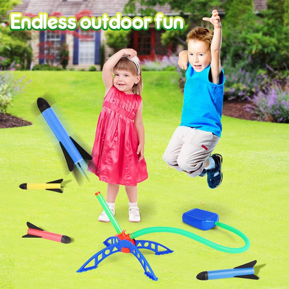 Stomp Rocket Launcher - Outdoor Air-Powered Foot Pump Toy for Kids