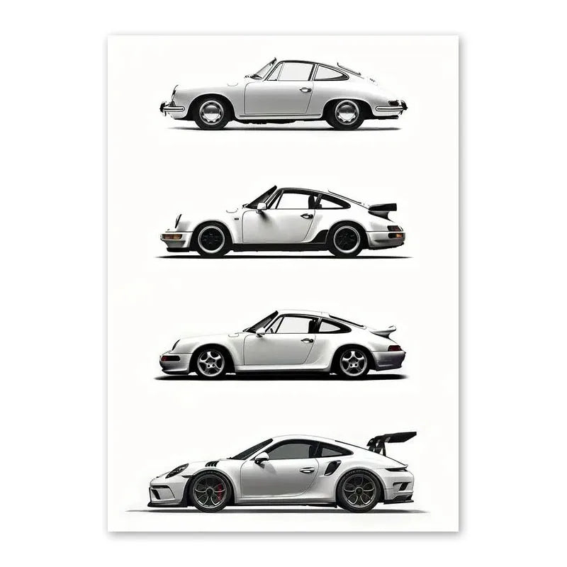 MONOCHROME CAR PORSHE POSTER