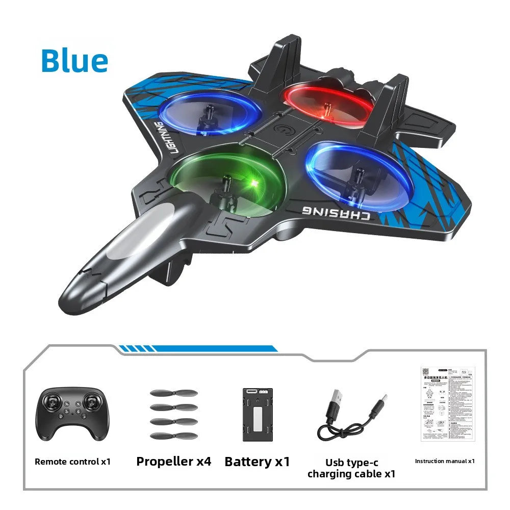 RC Fighter Plane Toy 2.4G with LED Light - Remote Control Foam Jet Helicopter for Kids