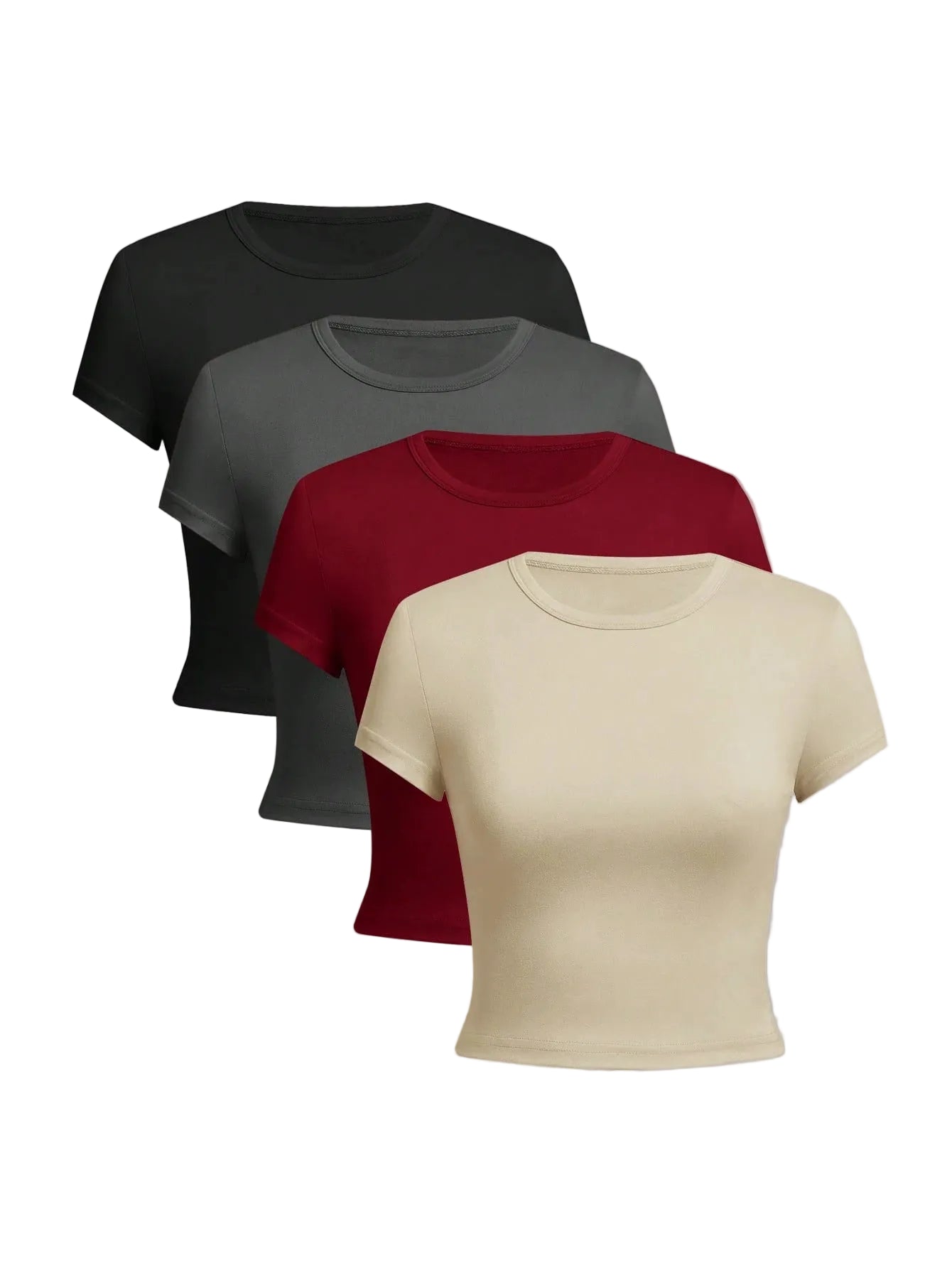 4-PACK SOLID CROP WOMEN’S MINIMALIST TOPS