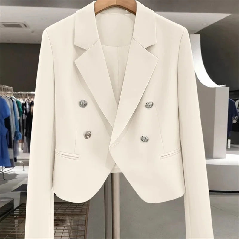 DOUBLE-BREASTED LOOSE BLAZER — WOMEN’S CASUAL OFFICE JACKET