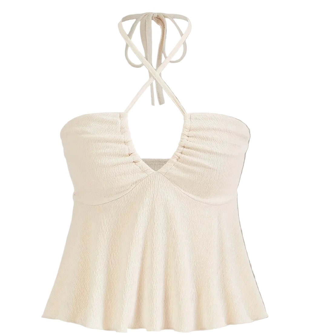 CROSS TIE BACKLESS HALTER TOP SUMMER