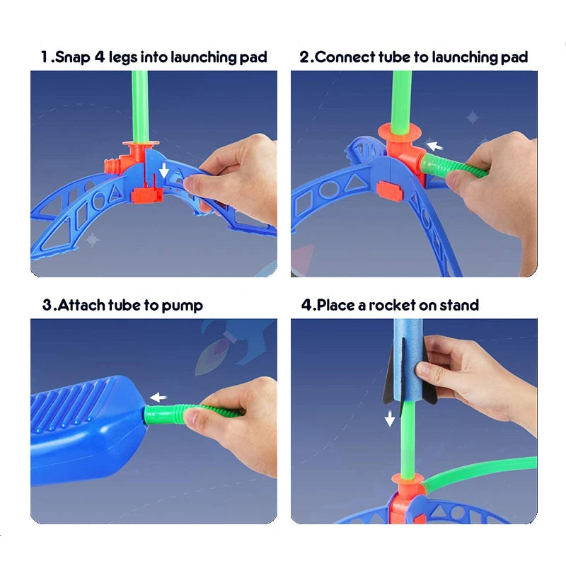 Stomp Rocket Launcher - Outdoor Air-Powered Foot Pump Toy for Kids
