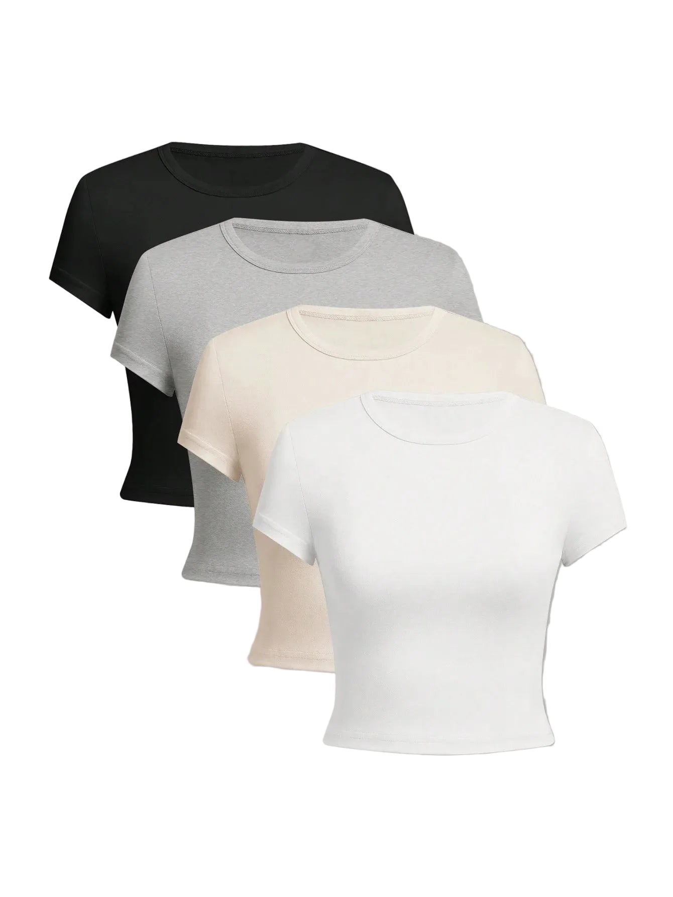 4-PACK SOLID CROP WOMEN’S MINIMALIST TOPS