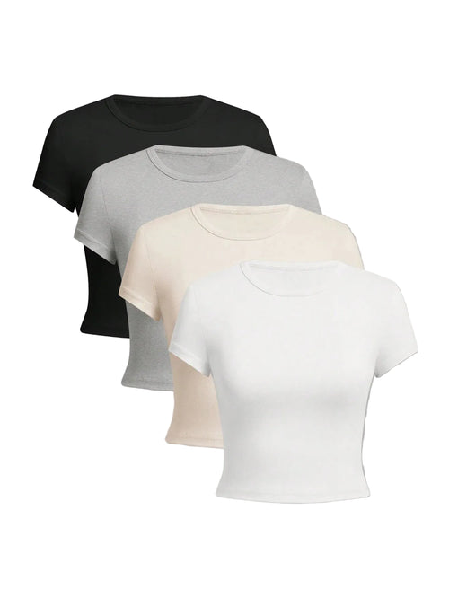 4-PACK SOLID CROP WOMEN’S MINIMALIST TOPS