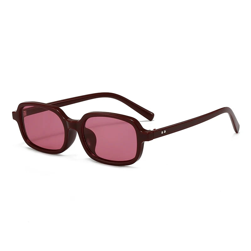 LEOPARD RIVET SHADES RETRO RECTANGLE SUNGLASSES