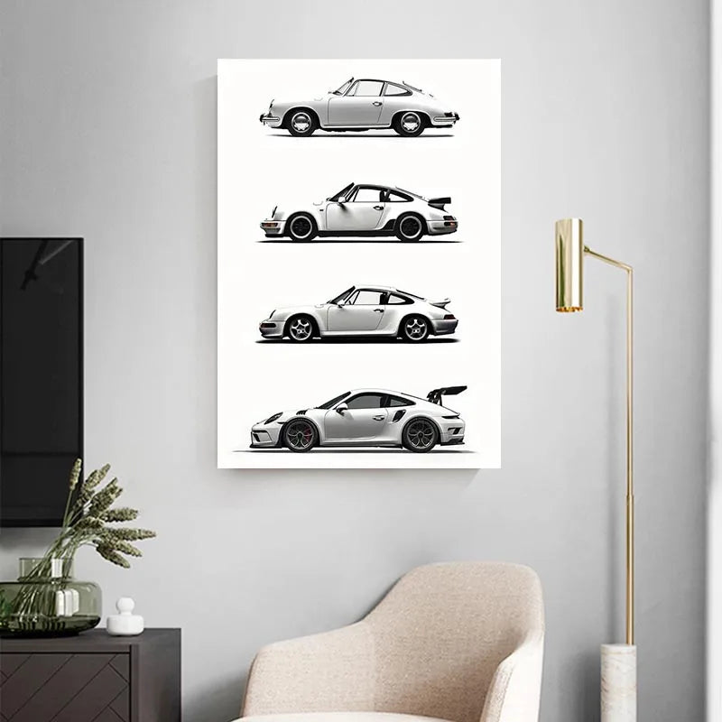 MONOCHROME CAR PORSHE POSTER