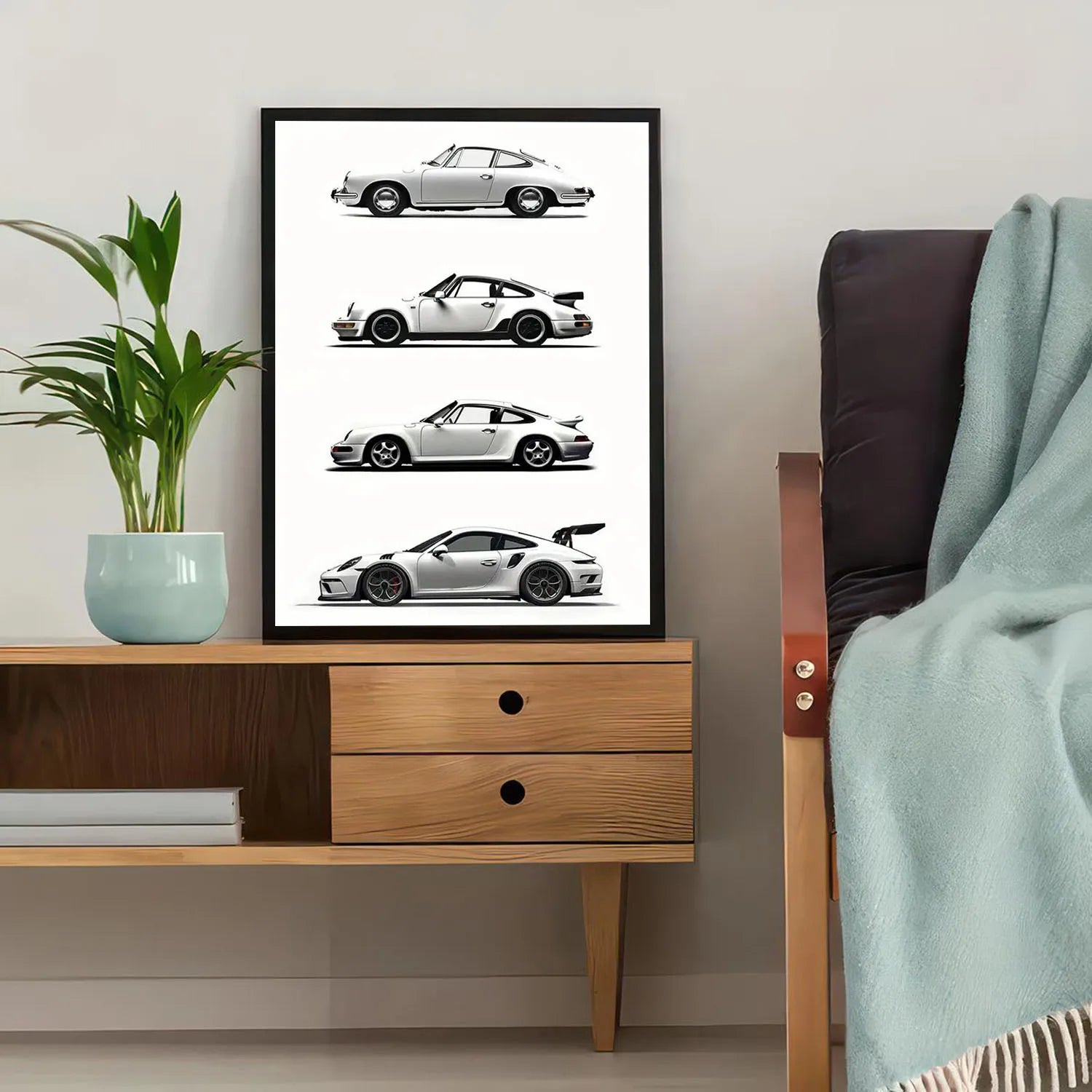 MONOCHROME CAR PORSHE POSTER