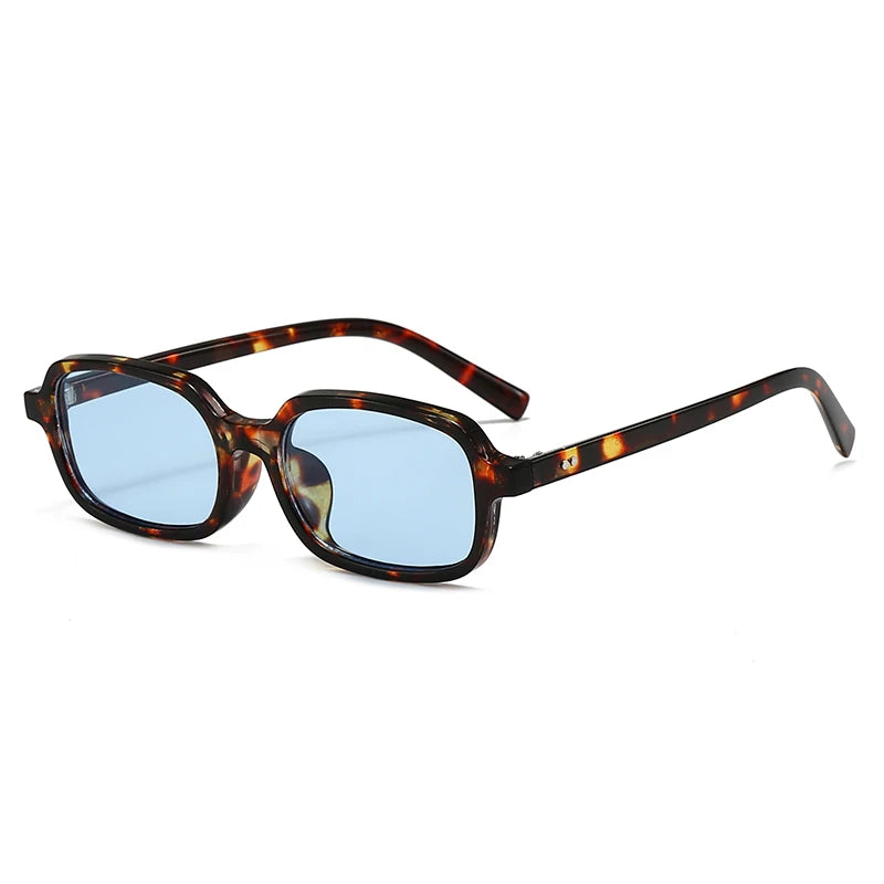 LEOPARD RIVET SHADES RETRO RECTANGLE SUNGLASSES