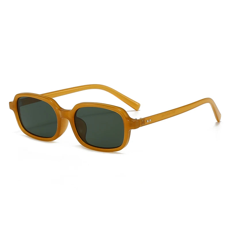 LEOPARD RIVET SHADES RETRO RECTANGLE SUNGLASSES